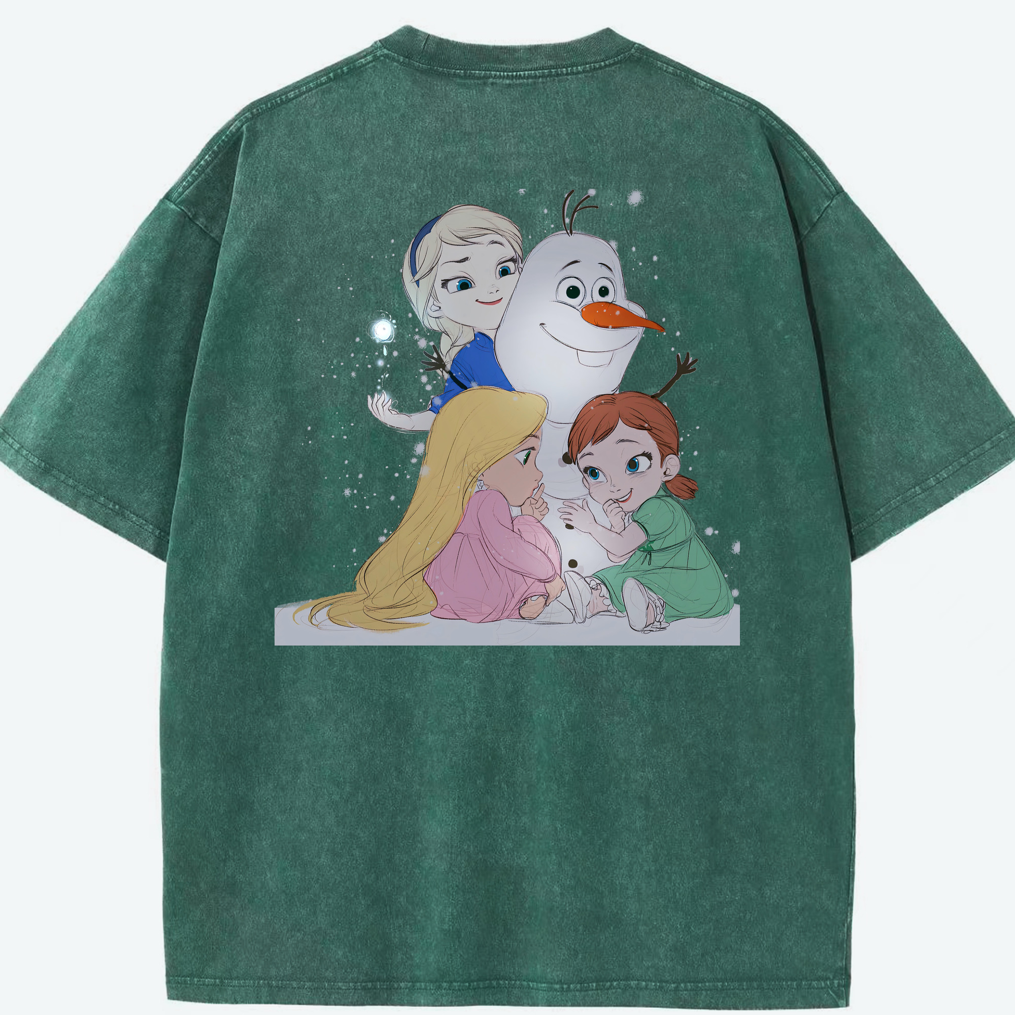 （画像用） アナと雪の女王 アンナ エルサ Frozen Anna Elsa 綿100% ヴィンテージ風 半袖Tシャツ（背面プリント）